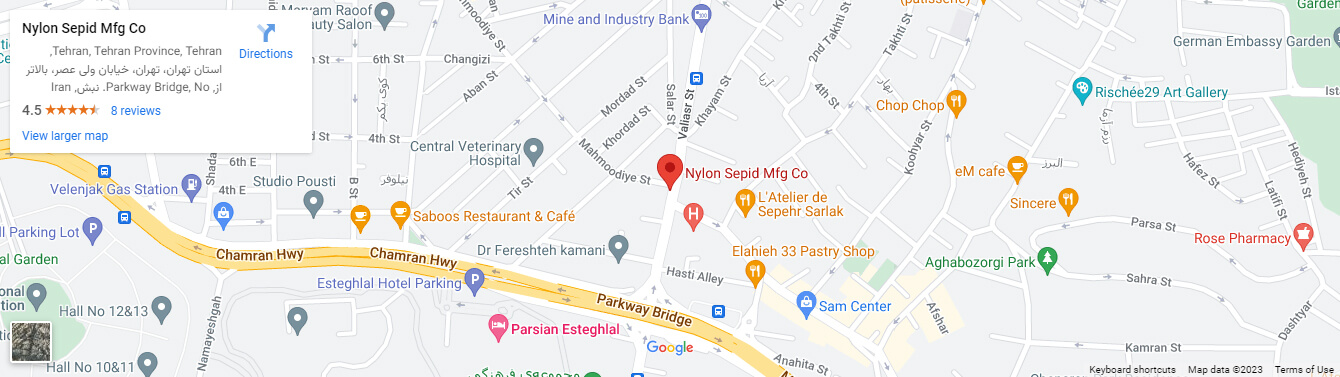 نقشه محل قرارگیری دفتر شرکت نایلون سپید